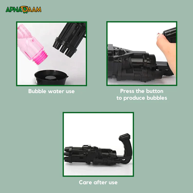 Automatic Gatling Bubble Blaster Gun with Bubble liquid
