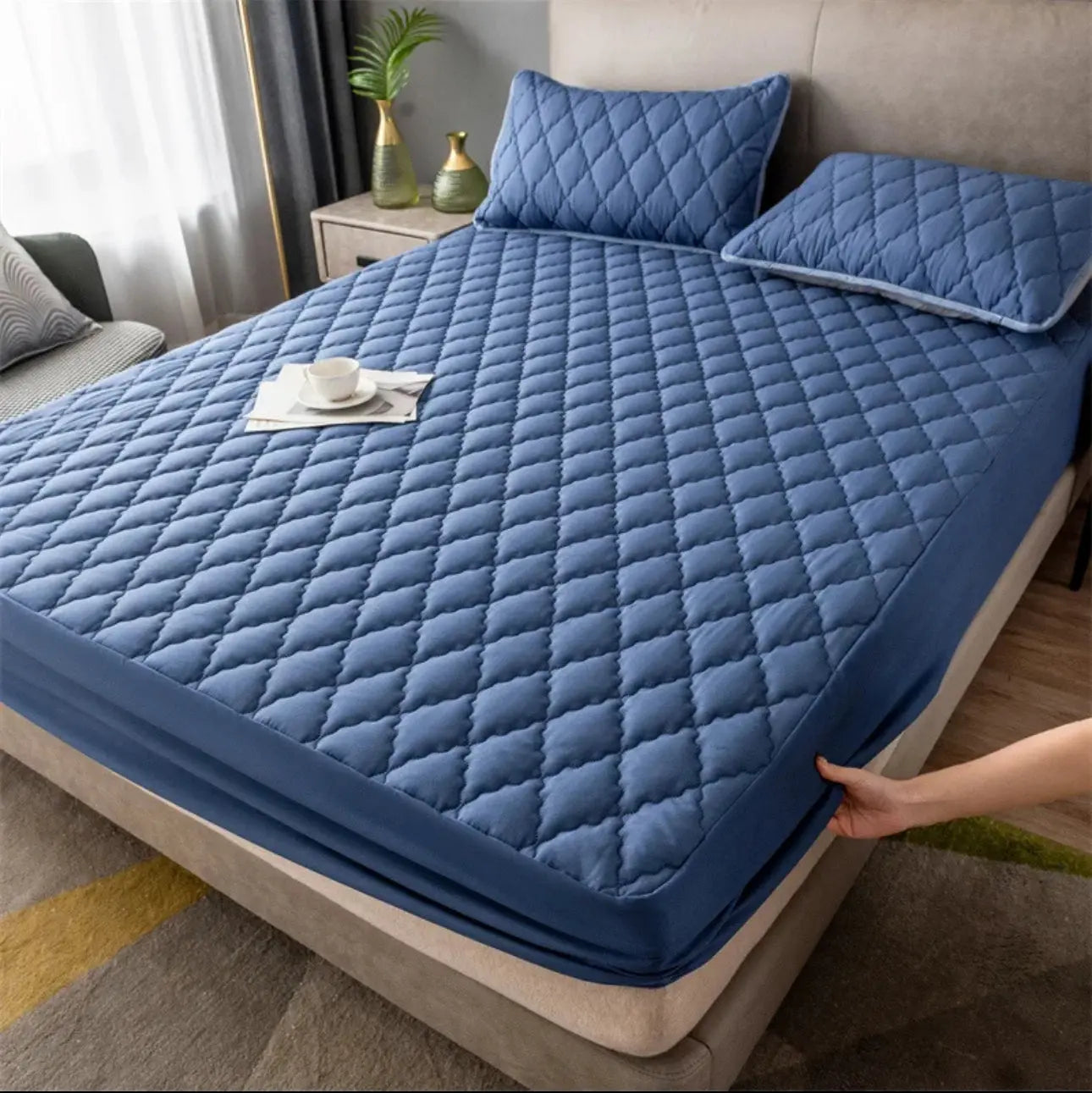 Premium Quilted Style Waterproof Mattress Cover for Double Bed Comfort Living