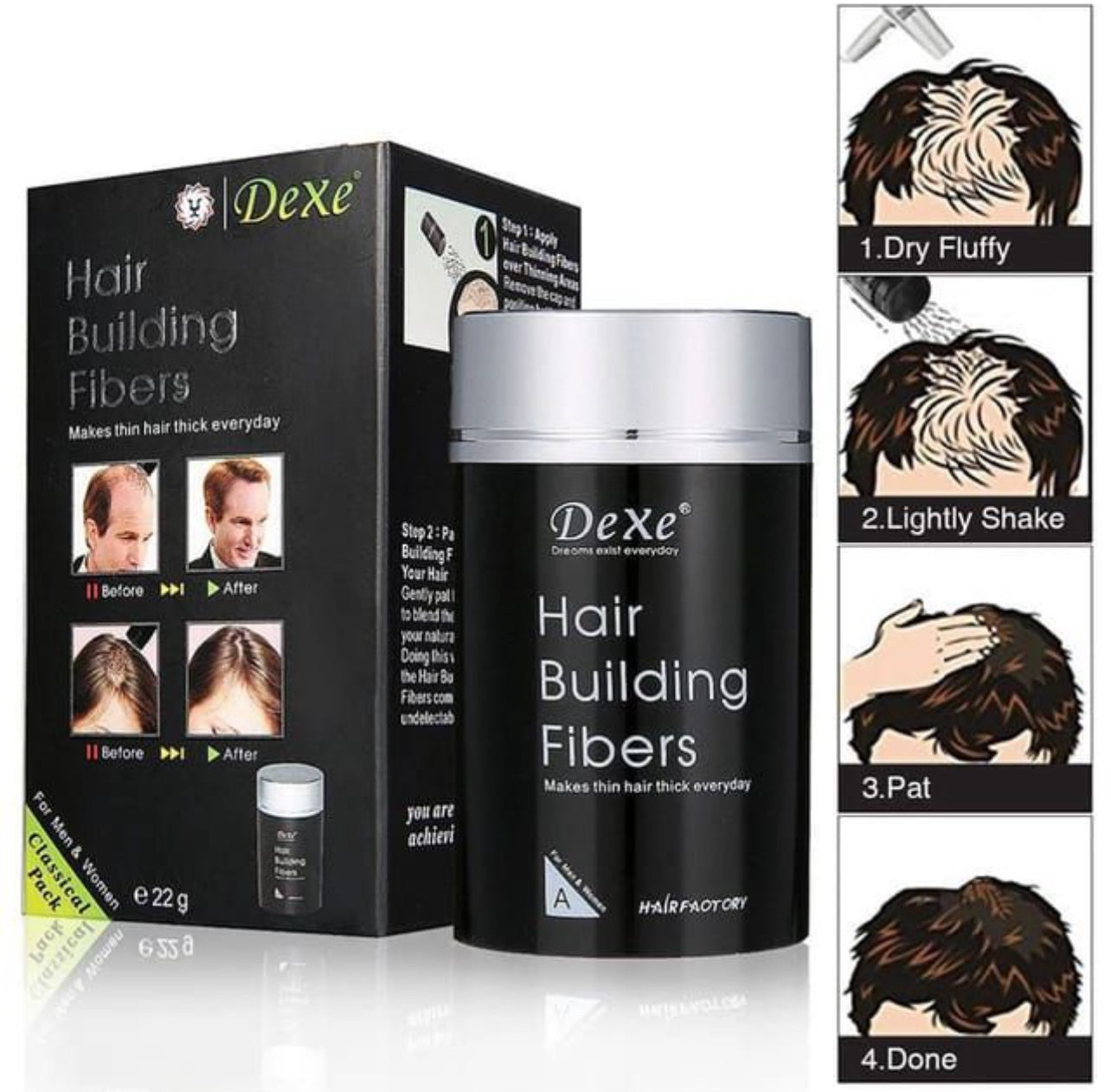 Dexe Hair Building Fibers  22g UK Import