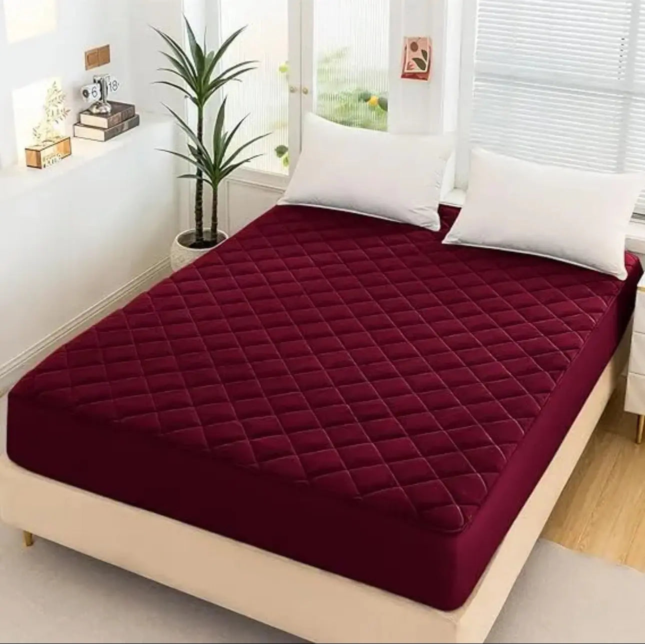 Premium Quilted Style Waterproof Mattress Cover for Double Bed Comfort Living