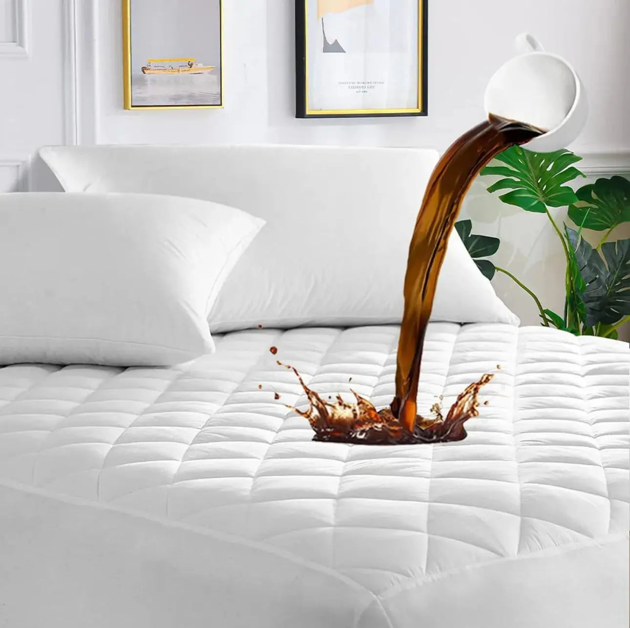 Premium Quilted Style Waterproof Mattress Cover for Double Bed Comfort Living