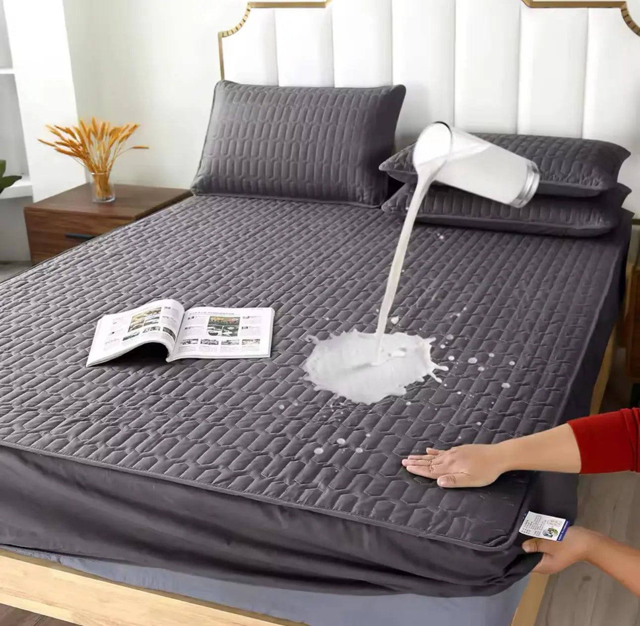 Premium Quilted Style Waterproof Mattress Cover for Double Bed Comfort Living