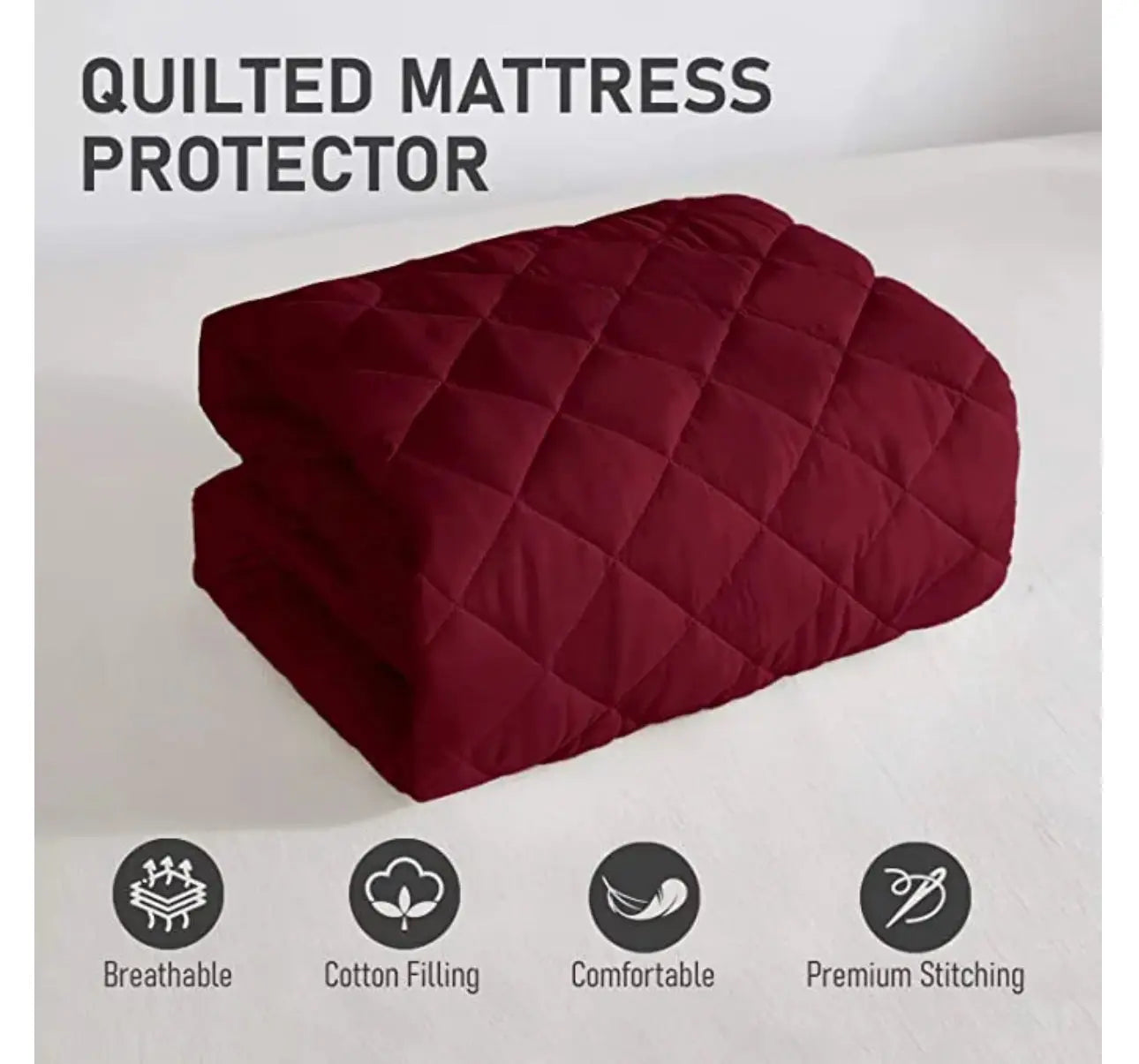 Premium Quilted Style Waterproof Mattress Cover for Double Bed Comfort Living