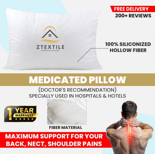 Soft Medicated Pillow Filled With Korean Hollow Fiber For Comfort and Support Comfort Living